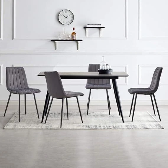 Set of 2/4/6 Velvet Grey Kitchen Dining Chairs Sof
